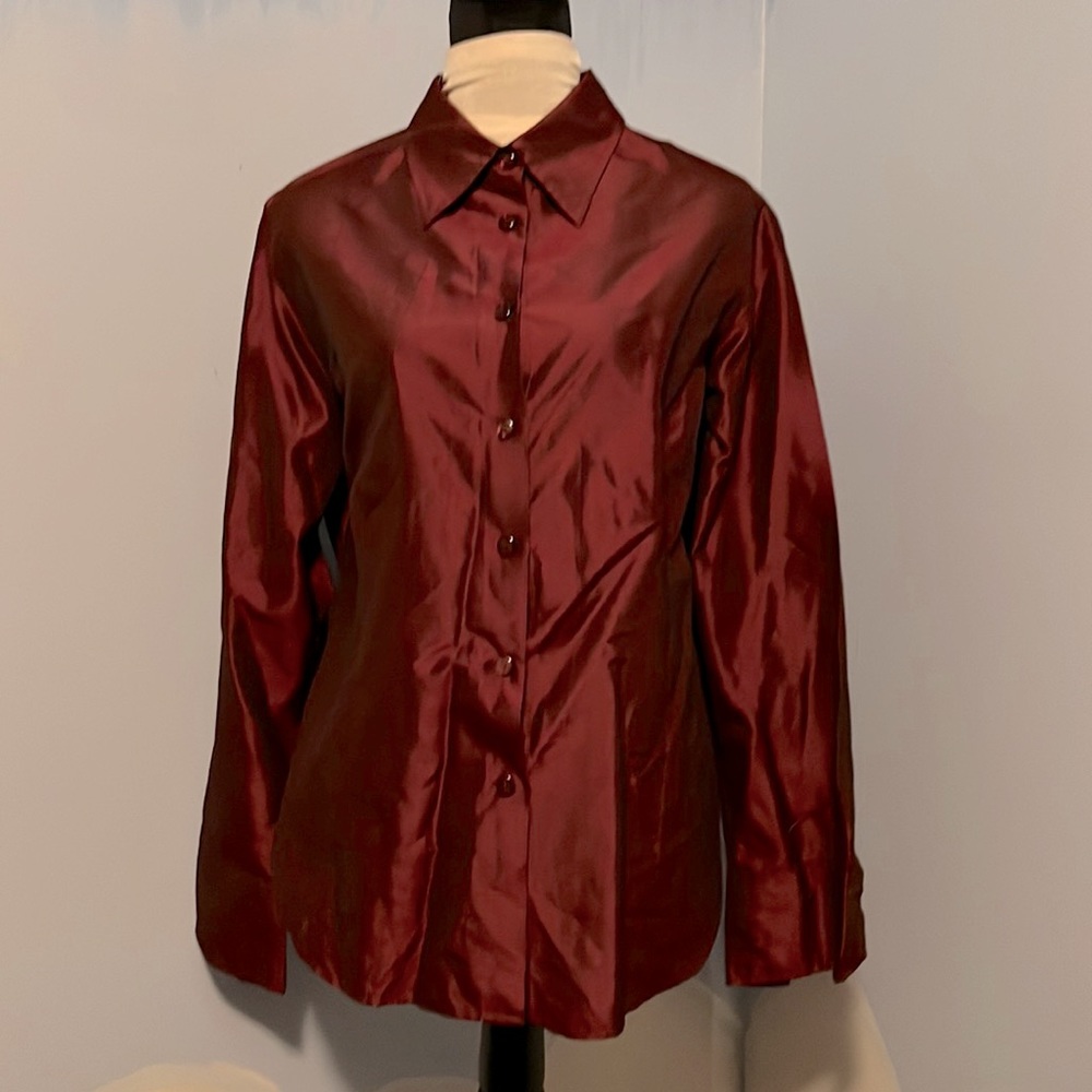 Lane Bryant Designs & Co, Burgundy button down dress shirt, size 18, $15